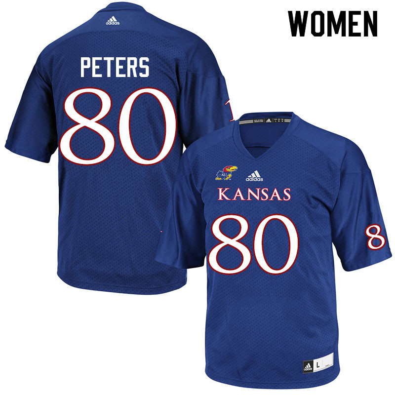 Women #80 Jake Peters Kansas Jayhawks College Football Jerseys Sale-Royal